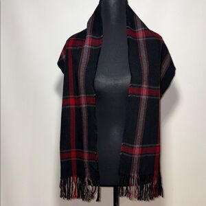 London Fog Black and Red Plaid Scarf